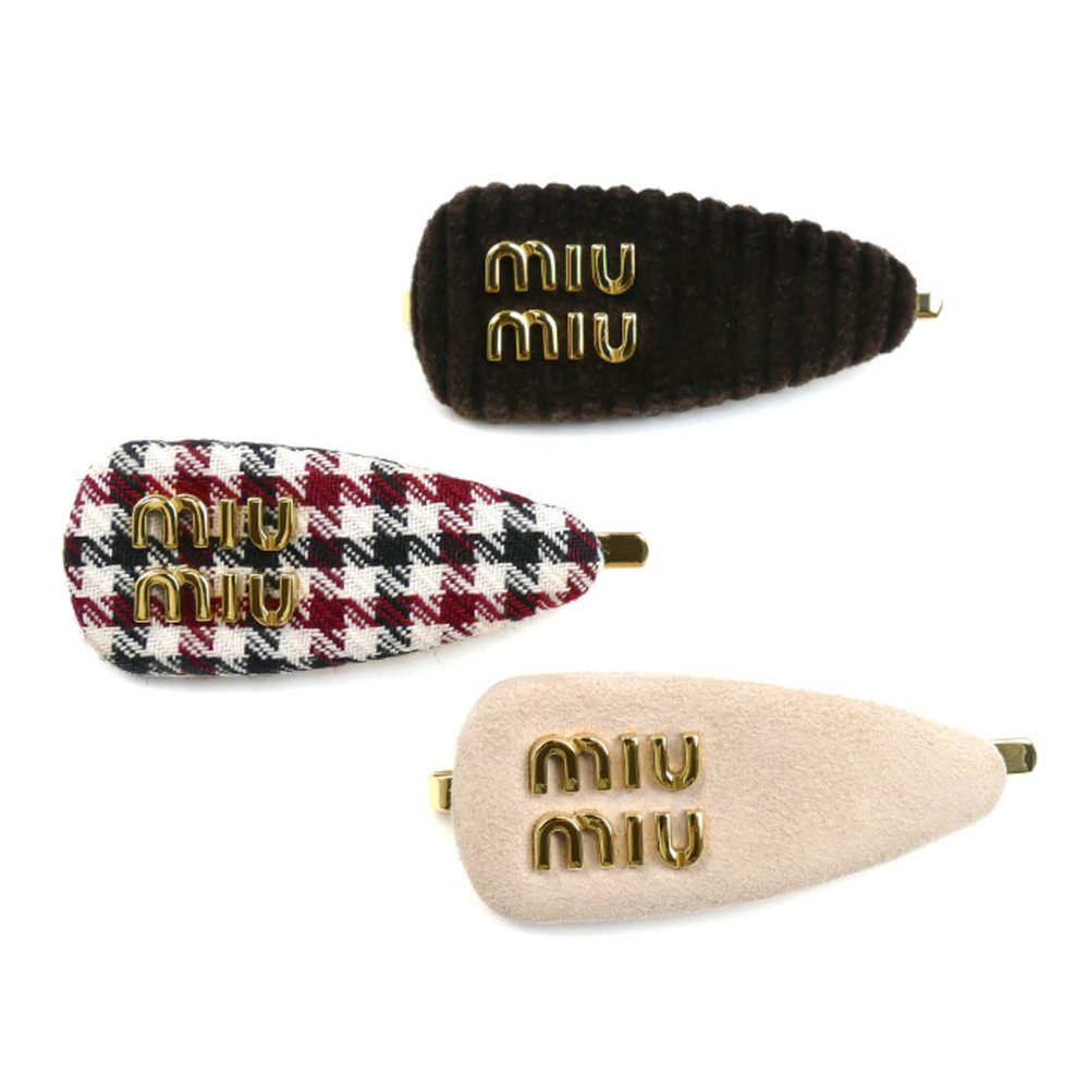 Miu Miu MIUMIU GP Fabric Tweed Check Suede Shearling 3-Piece Set with Barrett...